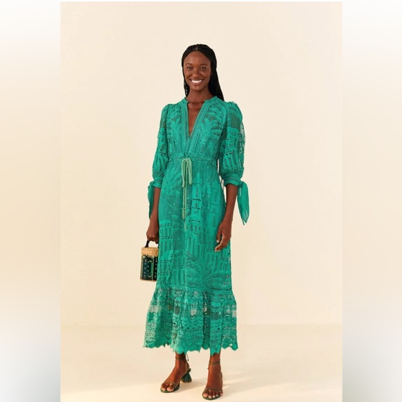 red morada boa guipure maxi dress FARM Rio Green Morada Boa Guipure Dress, OP $295, Small, SOLD OUT